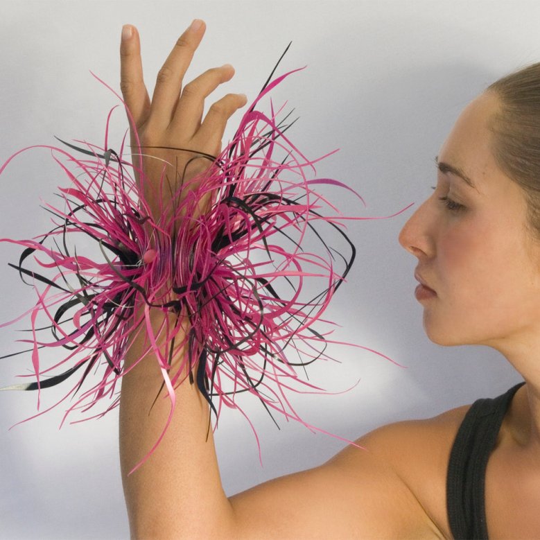 Bracelet made from post consumer plastic waste. &nbsp;Photo Credit: Aryn Shelander &nbsp;&nbsp;&nbsp;&nbsp;&nbsp;&nbsp;&nbsp;&nbsp;&nbsp;&nbsp;&nbsp;&nbsp;&nbsp;&nbsp;&nbsp;&nbsp;&nbsp;&nbsp;&nbsp;&nbsp;&nbsp;&nbsp;&nbsp;&nbsp;&nbsp;&nbsp;&nbsp;&nbsp;&nbsp;&nbsp;&nbsp;&nbsp;Model: Jen Ohara    